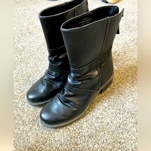 black mid ankle length booties